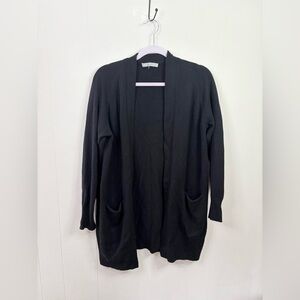 Vince black open cardigan long 100% cashmere sweater size SM
